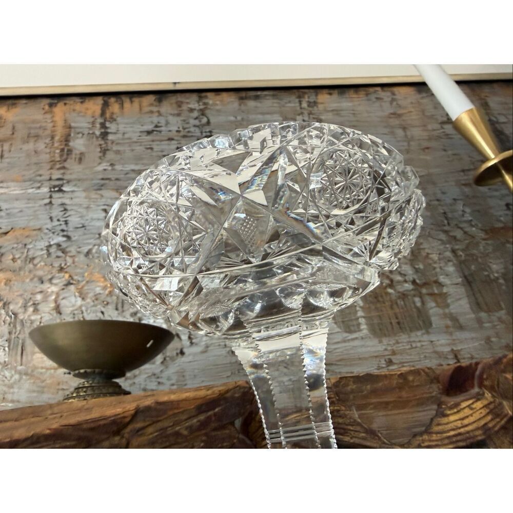 Elegant antique American Brilliant Period–style cut crystal compote heavy - Picture 5 of 9